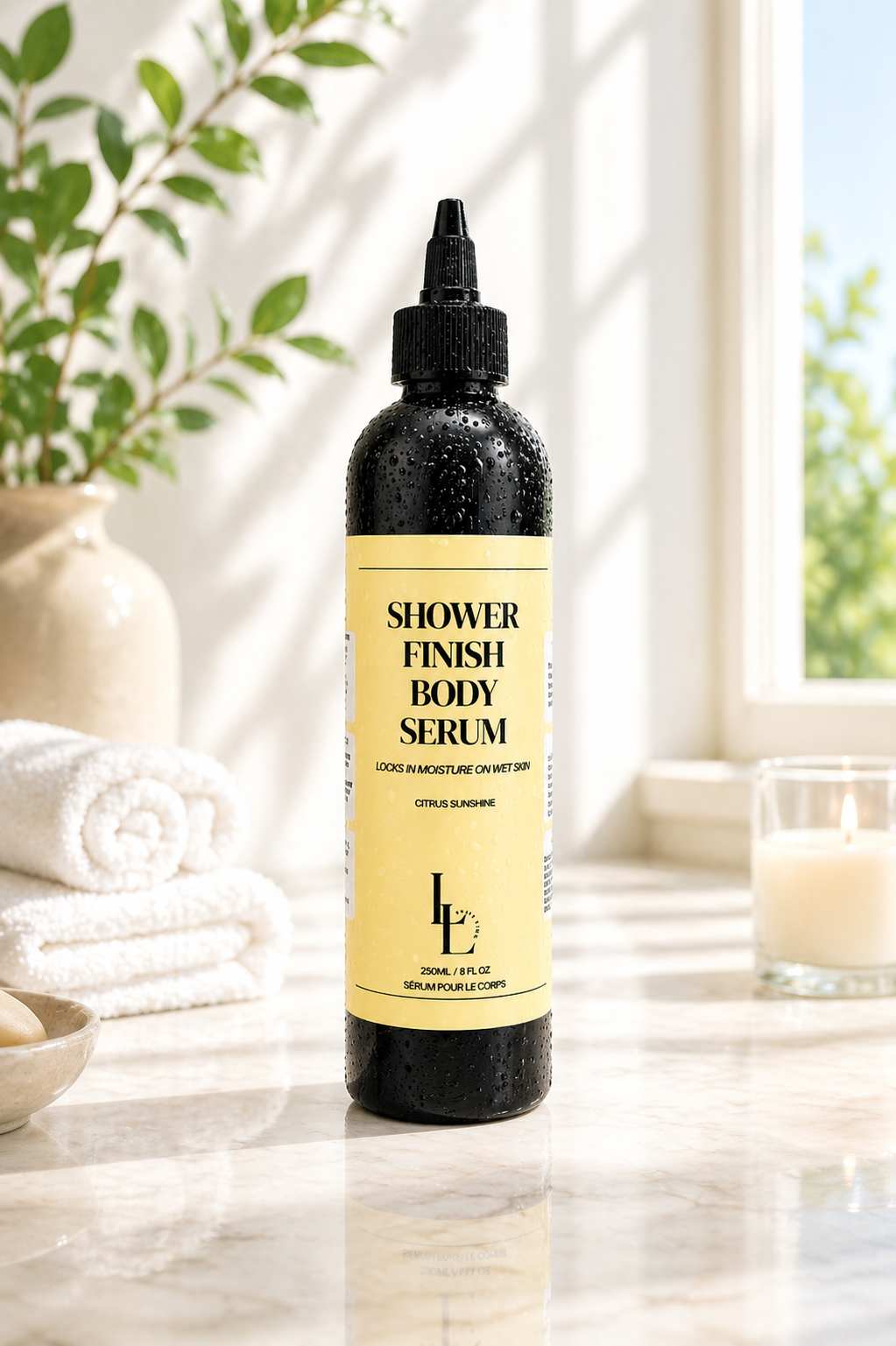 Shower Finish Body Serum Variety 2 Pack Bundle Citrus Sunshine and Vanilla Bliss